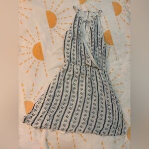 Blue and White Striped Halter Dress